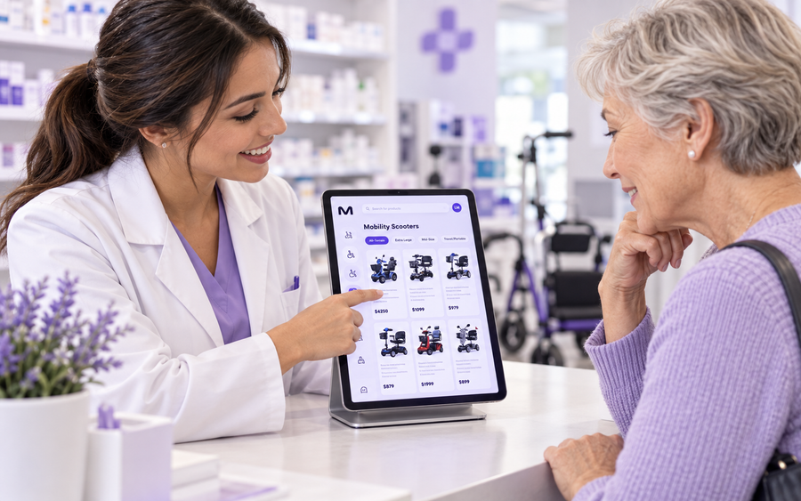 Medihub ordering portal displayed on a tablet