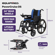 Equipmed PowerCruise DualSmart Foldable Electric Wheelchair