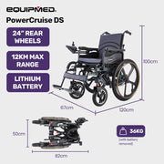 Equipmed PowerCruise DualSmart Foldable Electric Wheelchair