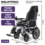 Equipmed PowerCruise Premium+ Reclining Electric Wheelchair