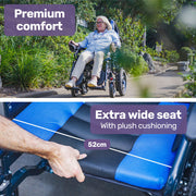 Equipmed PowerCruise LongRange XL Electric Wheelchair, Blue/Black