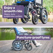 Equipmed PowerCruise LongRange XL Electric Wheelchair, Blue/Black