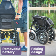 Equipmed PowerCruise LongRange XL Electric Wheelchair, Blue/Black