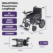 Equipmed PowerCruise DualSmart Foldable Electric Wheelchair