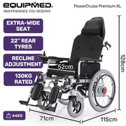 Equipmed PowerCruise Premium XL Foldable Electric Wheelchair