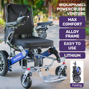 Equipmed PowerCruise Venture Foldable Electric Wheelchair