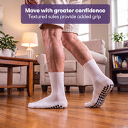 Equipmed Anti-Slip Socks for Everyday Mobility, White, US 9–11