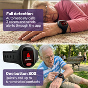 Equipmed 4G GPS Mobile Emergency Pendant/Bracelet with Touch Screen, Black, for Seniors, Location Tracking, 2-Way Calling, iPhone and Android Compatible, Black