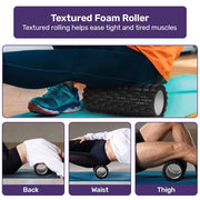 Proflex 6-Piece Foam Roller & Massage Set with Massage Stick, Balls, Stretching Band & Carry Bag, Black
