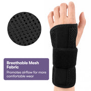Equipmed Wrist and Hand Brace with Aluminium Splint & Flexible Support, Black