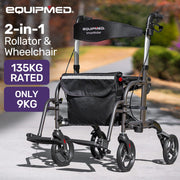 Equipmed SmartRoller 2-in-1 Rollator and Wheelchair