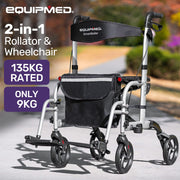 Equipmed SmartRoller 2-in-1 Rollator and Wheelchair