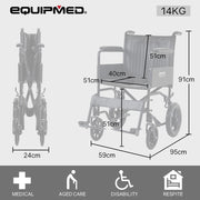 Equipmed Transitline XL Foldable Transit Wheelchair