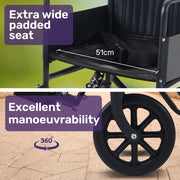 Equipmed Transitline XL Foldable Transit Wheelchair