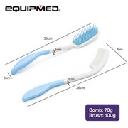 Equipmed Long Handled Hair Brush and Comb Set
