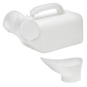 Equipmed 1L Portable Unisex Urinal Bottle with Female Attachment, White